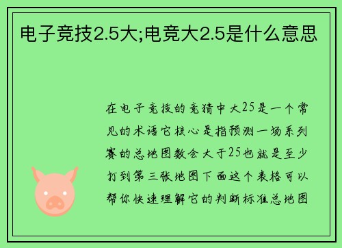 电子竞技2.5大;电竞大2.5是什么意思
